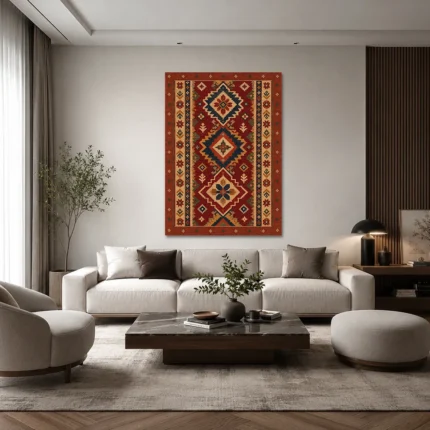 Geleneksel Anadolu Kilim Motifli Kanvas Tablo - ürün görseli 1