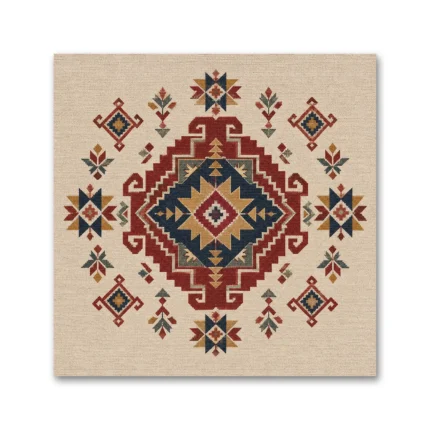 Geleneksel Anadolu Medalyon Kilim Deseni Kanvas Tablo