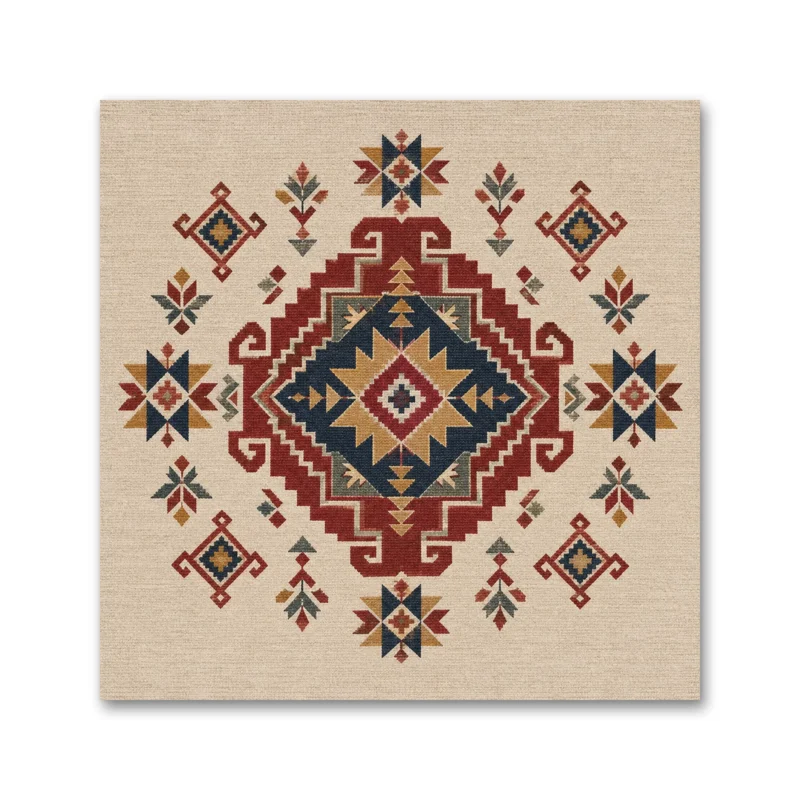 Geleneksel Anadolu Medalyon Kilim Deseni Kanvas Tablo