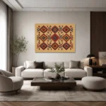 Geleneksel Renkli Anadolu Kilim Deseni Kanvas Tablo - ürün görseli 2