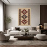 Geleneksel Üçlü Madalyon Kilim Deseni Kanvas Tablo - ürün görseli 2
