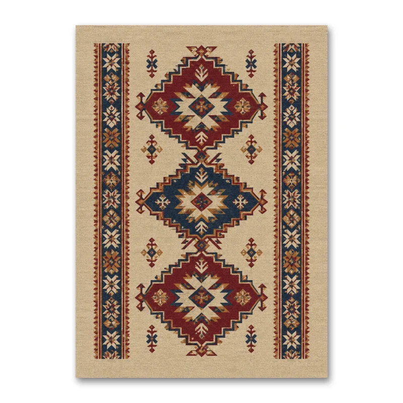 Geleneksel Üçlü Madalyon Kilim Deseni Kanvas Tablo