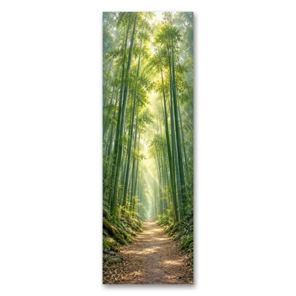 Güneş Işıklı Bambu Koridoru Dikey Panoramik Kanvas Tablo