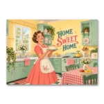 Home Sweet Home 1950'ler Retro Mutfak Kanvas Tablo