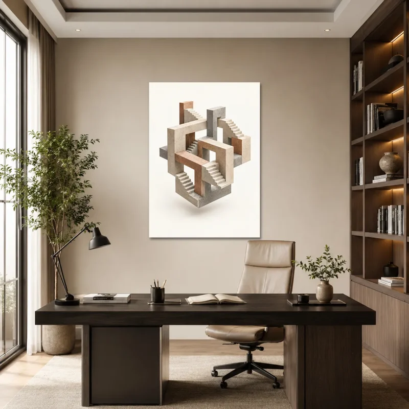 İmkânsız Merdivenler 3D Geometrik Kanvas Tablo - ürün görseli 1