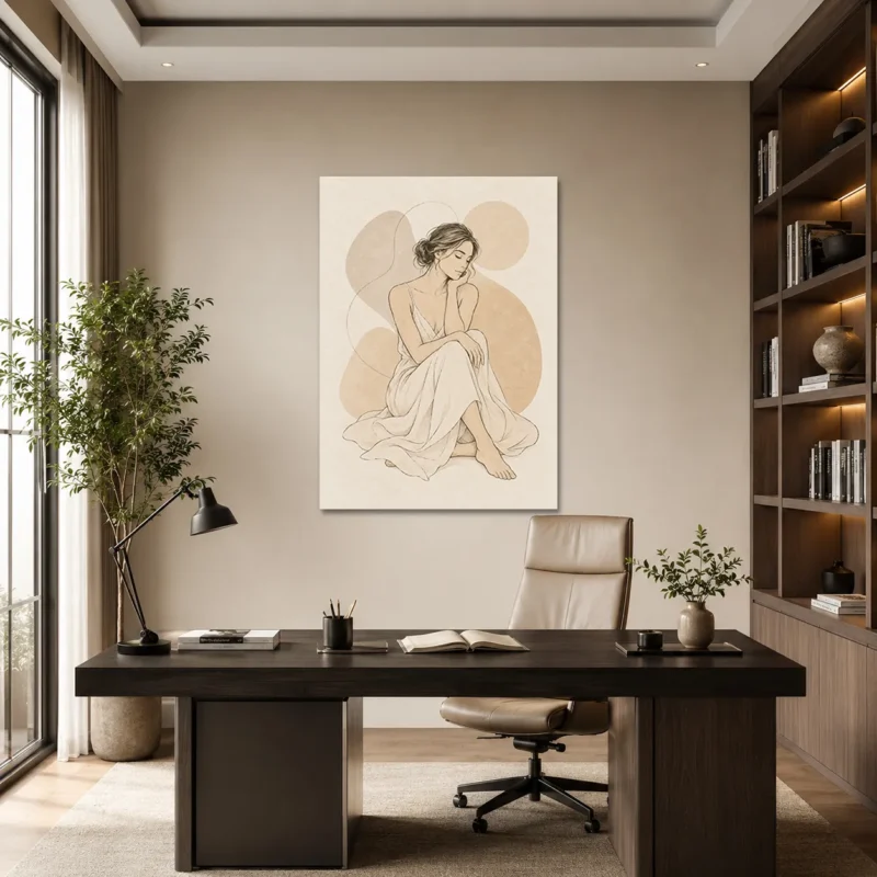 İskandinav Minimal Kadın Figürü Kanvas Tablo - ürün görseli 1