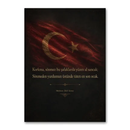 İstiklâl Marşı Al Sancak Türk Bayrağı Premium Klasik Kanvas Tablo