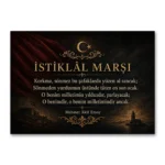 İstiklâl Marşı İlk Kıta Altın Detaylı Premium Kanvas Tablo