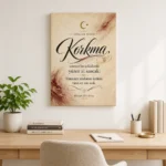 İstiklâl Marşı Korkma Kaligrafik Premium Dikey Kanvas Tablo - ürün görseli 1