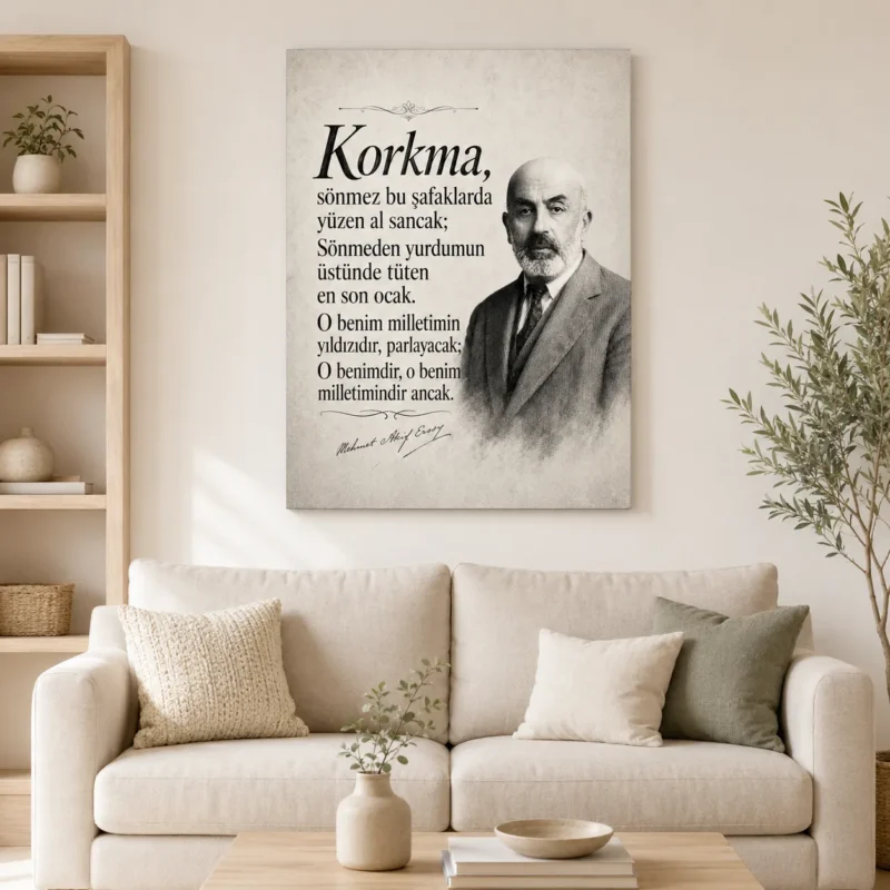 İstiklâl Marşı Mehmet Âkif Ersoy Portreli Dikey Kanvas Tablo - ürün görseli 1