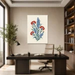 Karanfil ve Sümbül İznik Deseni Kanvas Tablo - ürün görseli 1