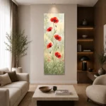 Kır Çiçekleri Arasında Gelincikler Dikey Panoramik Kanvas Tablo - ürün görseli 2