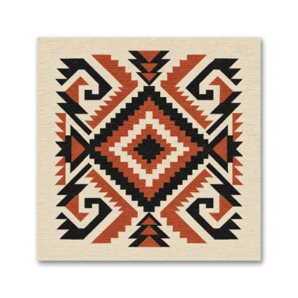 Kiremit Siyah Geometrik Kilim Motifli Kanvas Tablo