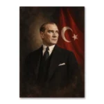 Klasik Atatürk Portresi ve Türk Bayrağı Kanvas Tablo
