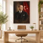Klasik Atatürk Portresi ve Türk Bayrağı Kanvas Tablo - ürün görseli 2