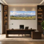 Klasik Dağ Manzarası Panoramik Kanvas Tablo - ürün görseli 1