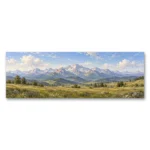 Klasik Dağ Manzarası Panoramik Kanvas Tablo