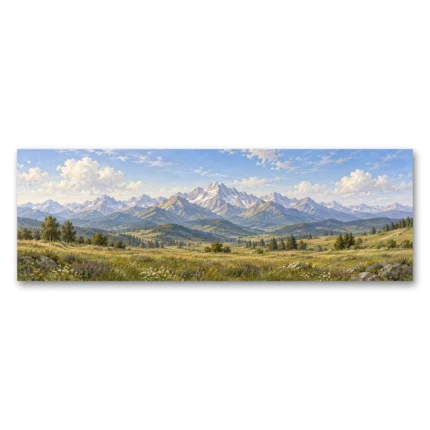 Klasik Dağ Manzarası Panoramik Kanvas Tablo