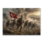 Kurtuluş Savaşı Mehmetçik Hücumu Türk Bayrağı Epik Kanvas Tablo