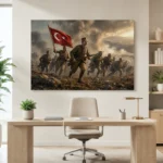 Kurtuluş Savaşı Mehmetçik Hücumu Türk Bayrağı Epik Kanvas Tablo - ürün görseli 2