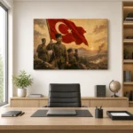 Kurtuluş Savaşı Türk Bayrağı ve Mehmetçik Tarihi Kanvas Tablo - ürün görseli 2