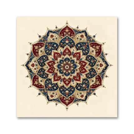 Lacivert Bordo Geleneksel Mandala Kanvas Tablo