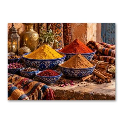 Marakeş Baharat Pazarı Kanvas Tablo