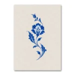 Mavi Çini Motifli Minimal Floral Kanvas Tablo