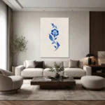 Mavi Çini Motifli Minimal Floral Kanvas Tablo - ürün görseli 2