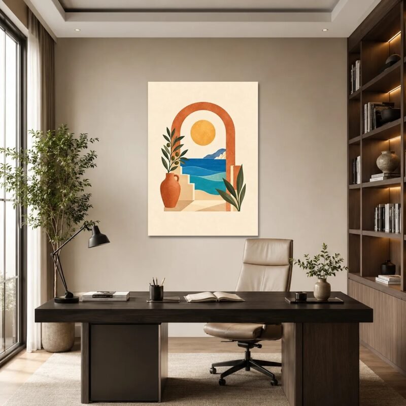 Minimal Akdeniz Manzarası Kanvas Tablo - ürün görseli 1