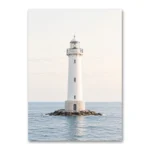Minimal Beyaz Deniz Feneri Kanvas Tablo