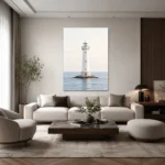 Minimal Beyaz Deniz Feneri Kanvas Tablo - ürün görseli 2
