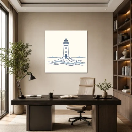 Minimal Çizgisel Deniz Feneri Kanvas Tablo - ürün görseli 1