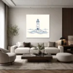 Minimal Çizgisel Deniz Feneri Kanvas Tablo - ürün görseli 2
