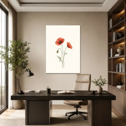 Minimal Gelincik Çiçekleri Kanvas Tablo - ürün görseli 1