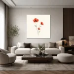 Minimal Gelincik Çiçekleri Kare Kanvas Tablo - ürün görseli 2