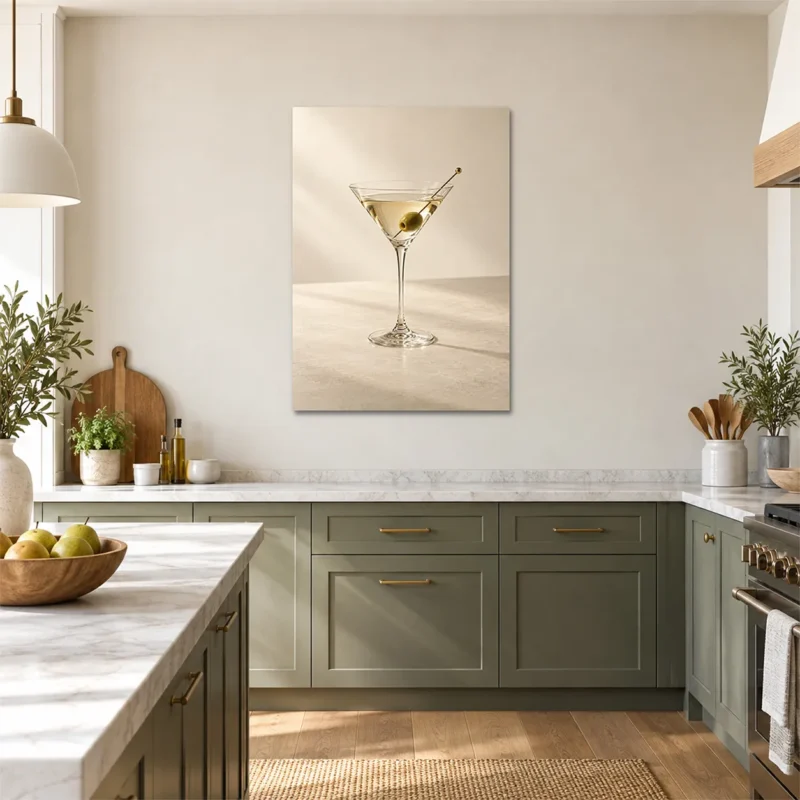 Minimal Martini ve Zeytin Kanvas Tablo - ürün görseli 1