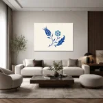 Minimal Mavi Lale ve Çiçek Motifli Çini Kanvas Tablo - ürün görseli 2
