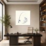 Minimal Olta ve Balık Çizimi Kanvas Tablo - ürün görseli 1