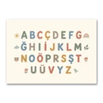 Minimal Pastel Türkçe Alfabe Çocuk Odası Kanvas Tablo