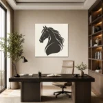 Minimal Siyah At Silüeti Kanvas Tablo - ürün görseli 1