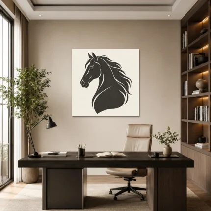 Minimal Siyah At Silüeti Kanvas Tablo - ürün görseli 1