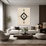 Minimal Siyah Bej Anadolu Motifleri Kanvas Tablo - ürün görseli 2