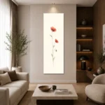 Minimal Zarif Gelincikler Dikey Panoramik Kanvas Tablo - ürün görseli 2