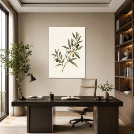 Minimal Zeytin Dalı Ege Esintisi Kanvas Tablo - ürün görseli 1