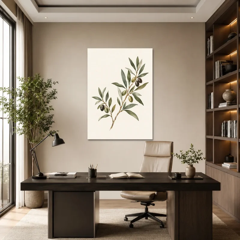 Minimal Zeytin Dalı Ege Esintisi Kanvas Tablo - ürün görseli 1