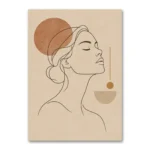 Minimalist Afrika Esintili Kadın Line Art Kanvas Tablo