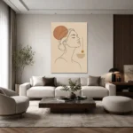 Minimalist Afrika Esintili Kadın Line Art Kanvas Tablo - ürün görseli 2