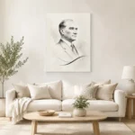 Minimalist Karakalem Atatürk Portresi 10 Kasım Kanvas Tablo - ürün görseli 1