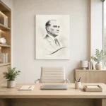 Minimalist Karakalem Atatürk Portresi 10 Kasım Kanvas Tablo - ürün görseli 2